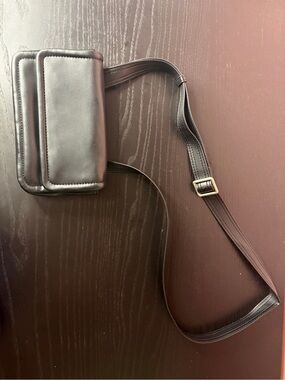 Zara Black Leather Crossbody Phone Bag